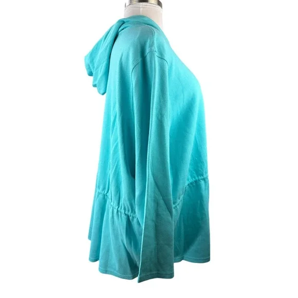 Belle by Kim Gravel Perfect Pique Haute Zip Anorak Aqua Blue Womens Plus Size 4X - Picture 9 of 14